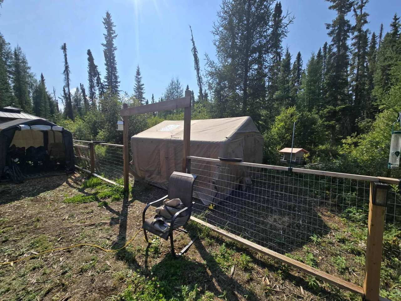 K1 Outdoors tent set up in a backyard